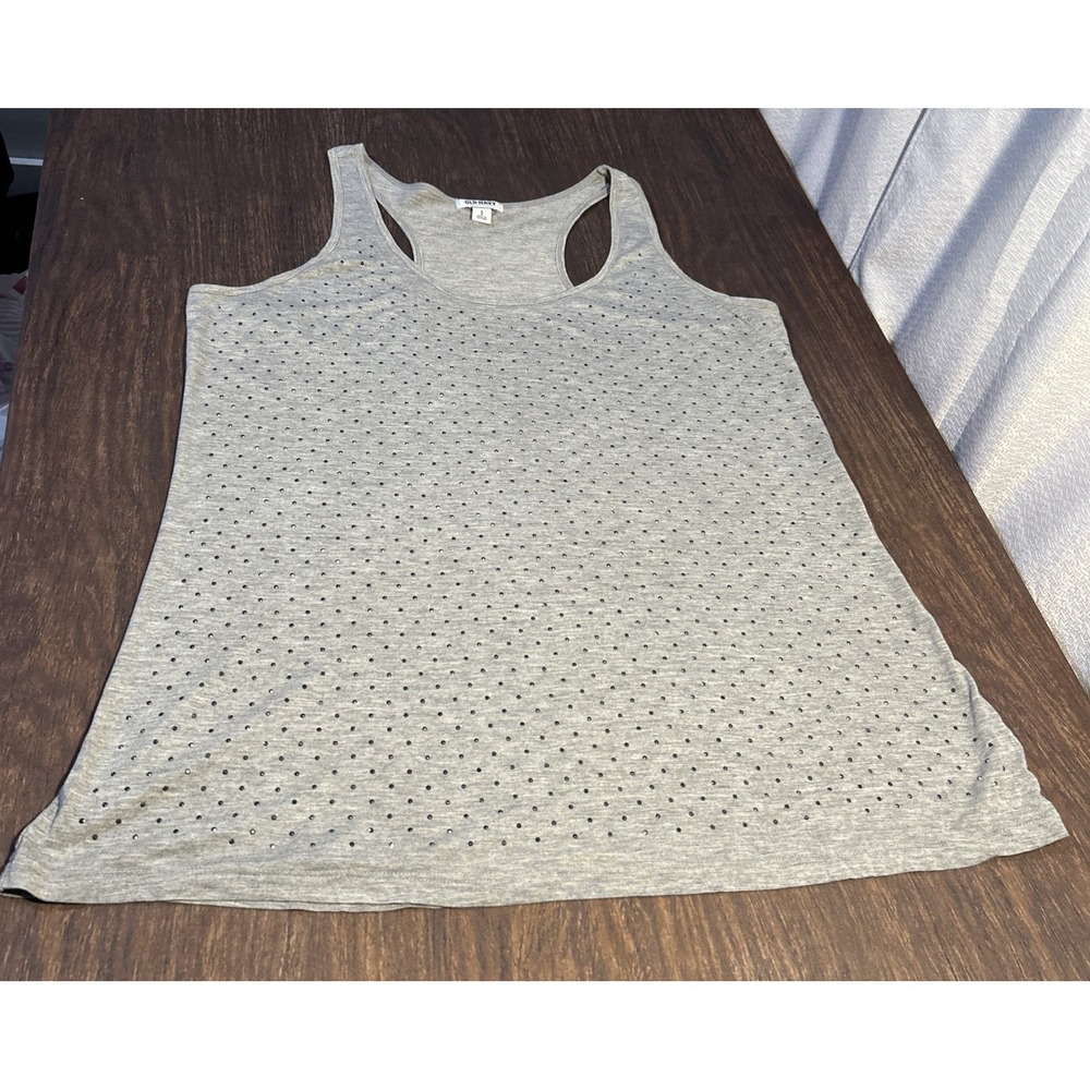 Old Navy Racerback Tank Women's Size L Gray with Raised Dot Embelishment